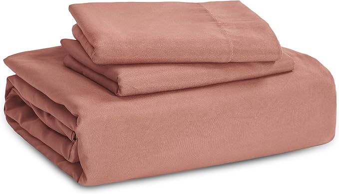 Bedsure Pink Clay Duvet Cover Twin/Twin XL Size - 2 Pieces Prewashed Polyester Extra Soft Bedding Set, Includes 1 Twin Duvet Cover 68''x90'' with Zipper Closure & 1 Pillow Sham, No Comforter