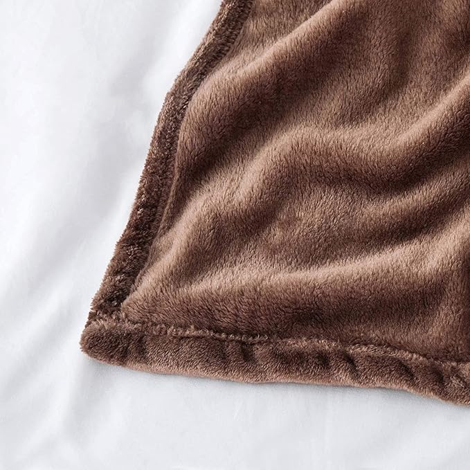 MOONLIGHT20015 Fleece Blanket Queen Size - Super Soft Fuzzy Throw Blanket for Couch and Sofa - Lightweight Luxury 400 GSM Microfiber Fluffy Bed Blankets and Throws, 90 x 90 Inches (Queen, Coffee)