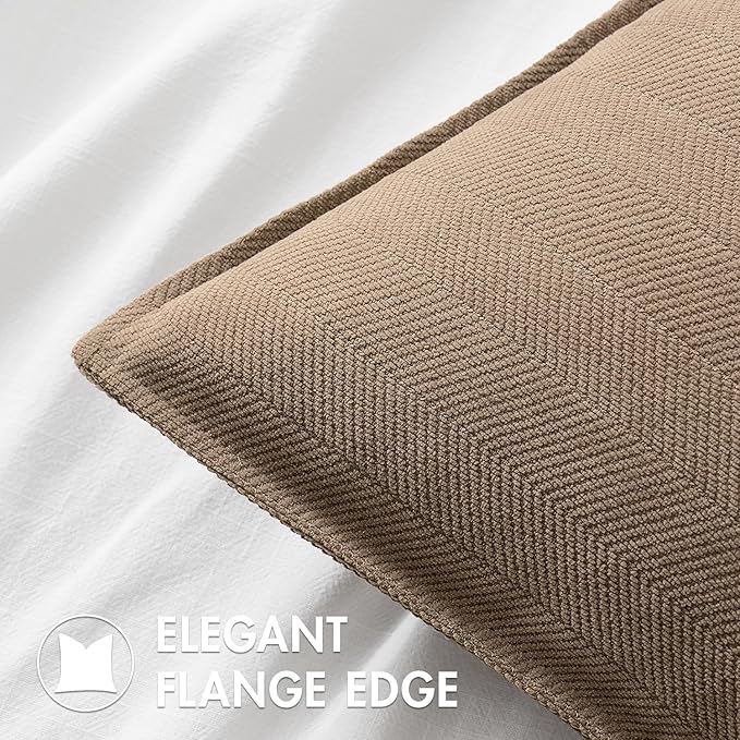 MIULEE Pack of 2 Coco Brown Decorative Pillow Covers 16x16 Inch Soft Chenille Luxurious Couch Throw Pillows Farmhouse Cushion Covers with Elegant Design for Sofa Bedroom Living Room Home Decor