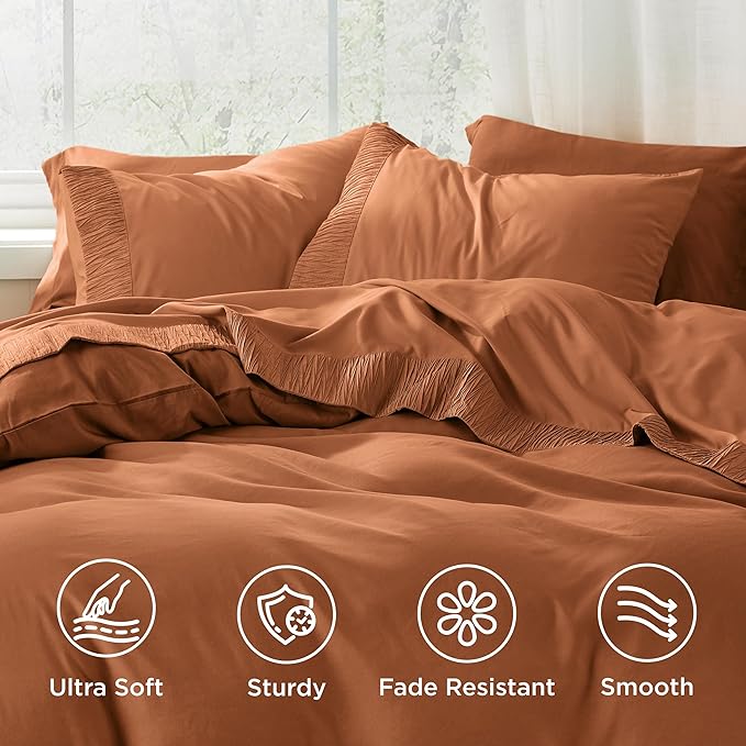 Bedsure California King Sheet Sets - 4 Pieces Soft Cal King Sheets - Breathable & Cooling - Hotel Luxury - Easy Care Polyester Microfiber Bedding for Women, Men, Terracotta