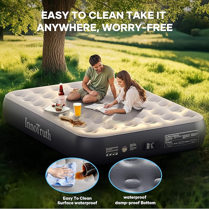 InnoTruth Queen Camping Air Mattress with Built-in Pump, Inflatable Blow up Mattress for Home & Guests, Family Choice Award Winner, 13" Raised Colchones Inflables Air Bed, Ideal for Travel & Outdoor