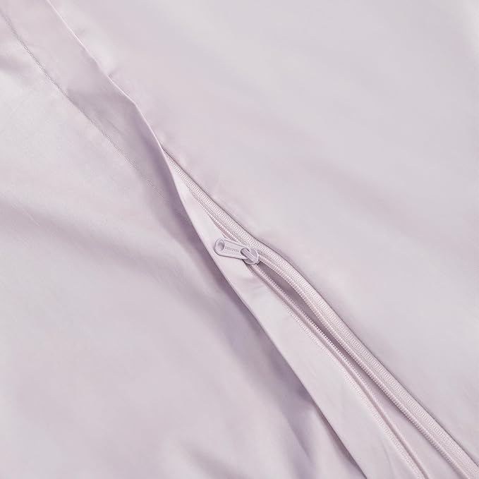 MooMee Duvet Cover Set 100% Extra Long Staple Cotton 600 Thread Count Silky Sateen Smooth Luxury Soft Breathable Durable Hotel Quality Bedding, 3 Pieces (Pastel Purple, Queen 90"x90")