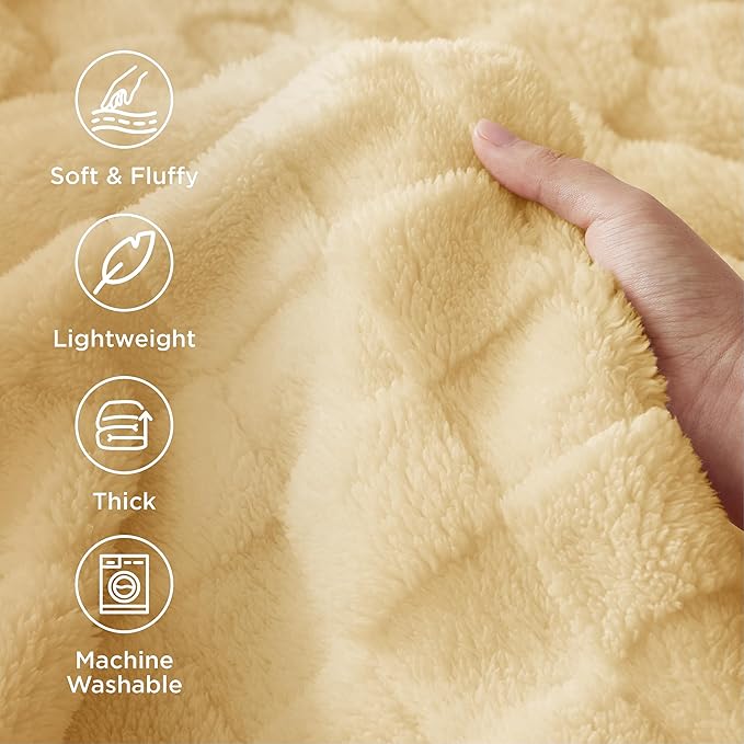 Bedsure GentleSoft Twin Blanket for Bed - Super Soft Cozy Blankets for Women Men Girls, Cute Fuzzy Fleece Throws for Bedroom Couch, Light Yellow, 60x80 Inches