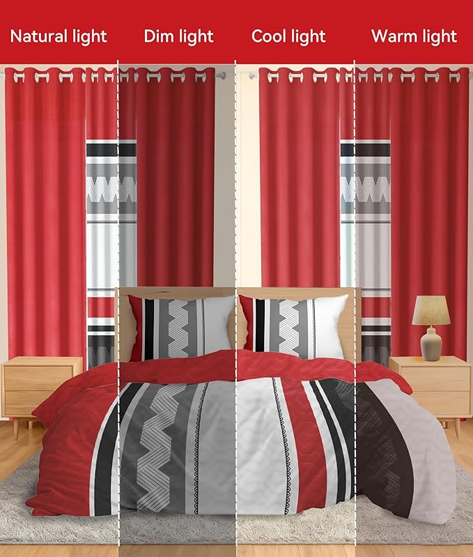 Bedspreads and Matching Curtains 1 Bedspread 2 Pillowcases 2 Print Curtains 4 Solid Curtains Cal King Comforter Set with Curtains California King Bed in a Bag Set Easy Care RV
