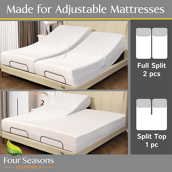 Split King Mattress Encasement 39" x 80" (2PCs Twin XL) - Waterproof Zippered Protector Hypoallergenic Premium Quality Bed Cover for Adjustable Beds and Split Mattresses (11"-16" Depth)