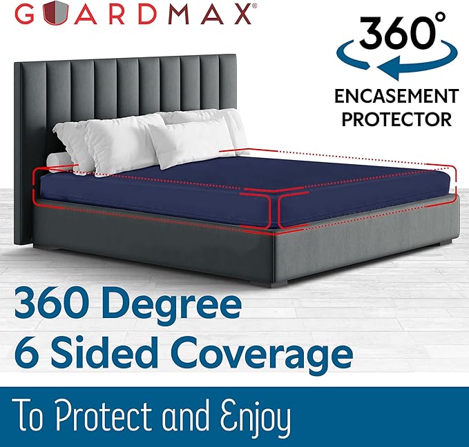 Guardmax Jersey Knitted Twin XL Zippered Mattress Encasement - Waterproof & Bed Bug Proof Mattress Protector - Comfortable, Soft, and Noiseless Zippered Bedding - Dust Mite Proof (39 x 80 x 10)