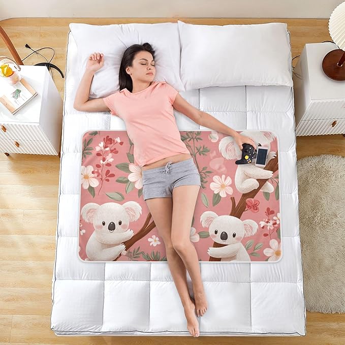 Waterproof Bed Pad Reusable Changing Pad Toddler Mattress Protector Large Pee Pad Baby Diaper Pad Soft Washable Liner Koalas on Branches Strawberries Flowers and Leaves