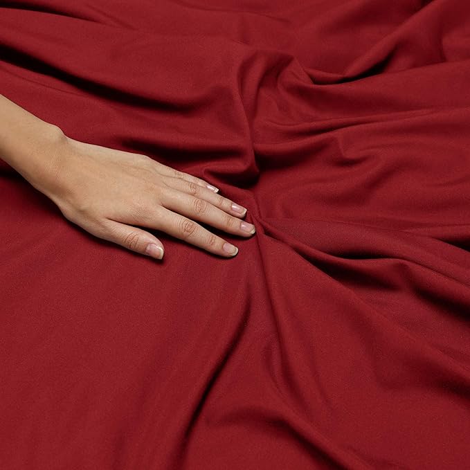 Nestl Short Queen Sheet Set - 1800 Ultra-Soft Microfiber - Double Brushed - Deep Pockets - Easy Fit - 4 Piece Set - Bed Sheets (Short Queen, Burgundy Red)