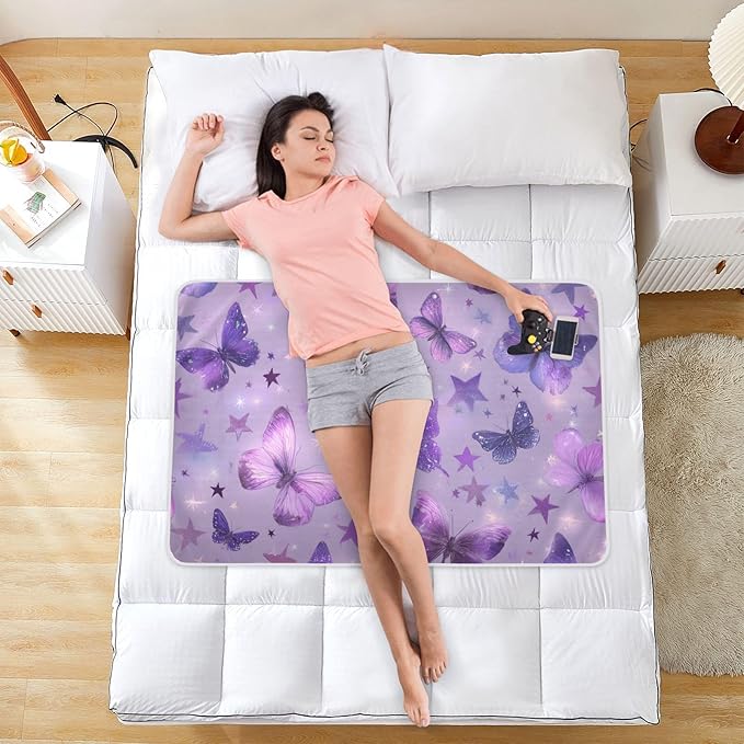 Waterproof Bed Pad Reusable Changing Pad Toddler Mattress Protector Large Pee Pad Baby Diaper Pad Soft Washable Liner Purple Dreamy Butterflies and Stars