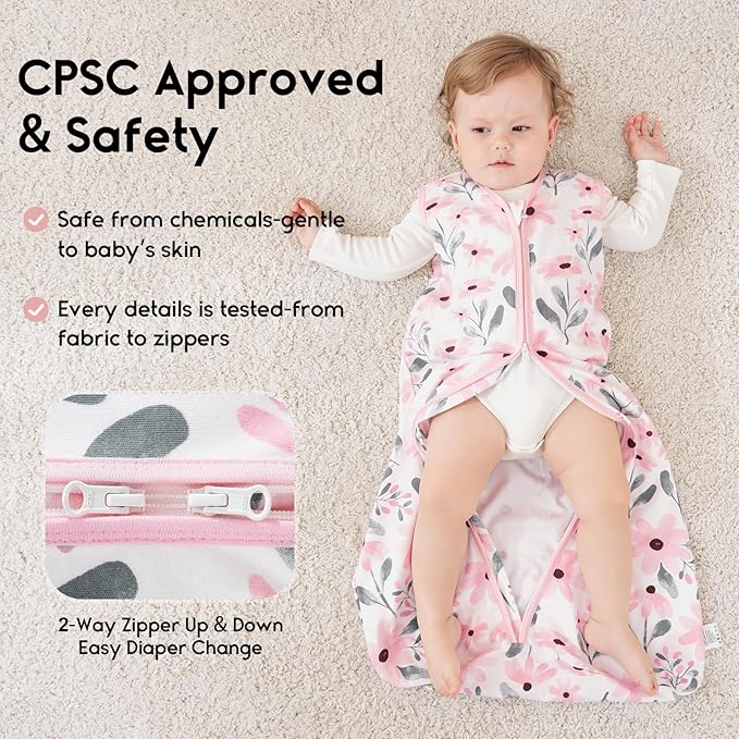 Yoofoss Baby Sleep Sack 18-24 Months 0.5 Tog Wearable Blanket for Baby, 3 Pack 100% Organic Cotton Infant Toddler Sleeping Sack 2-Way Zipper Lightweight Sleep Sack