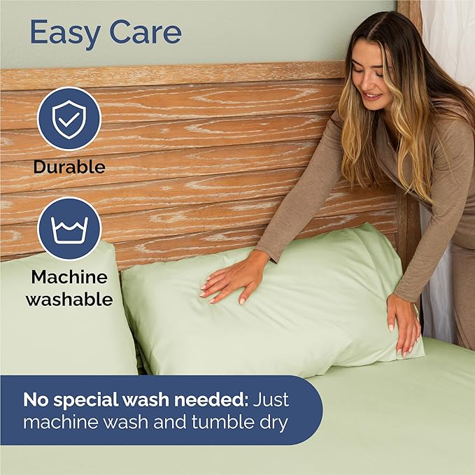 Twin 4 Piece Sheet Set - Comfy Breathable & Cooling - Ultra-Soft Hotel Luxury Bedding Set with 8-16 Inch Deep Pockets - 1 Flat & 1 Fitted Sheet & 2 Pillowcases - Wrinkle Free & Easy Care - Light Sage