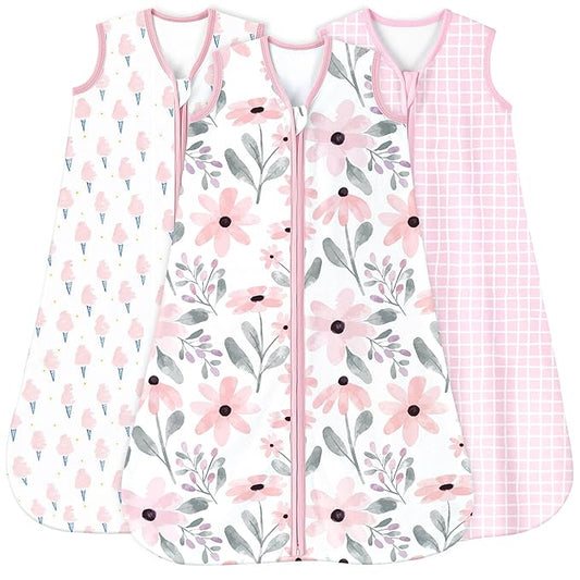 Yoofoss Baby Sleep Sack 12-18 Months 0.5 Tog Wearable Blanket for Baby, 3 Pack 100% Organic Cotton Infant Toddler Sleeping Sack 2-Way Zipper Lightweight Sleep Sack