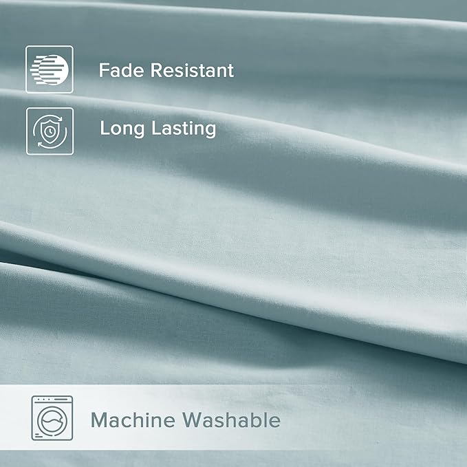 Comfort Spaces 100% Cotton Sheets Twin, Breathable, Soft Cotton Sheets, Naturally Cool Cotton Bed Sheets with 12" Elastic Pocket Fits up to 14" Mattress, All Season Sheet Set, Twin Light Blue 3 Piece