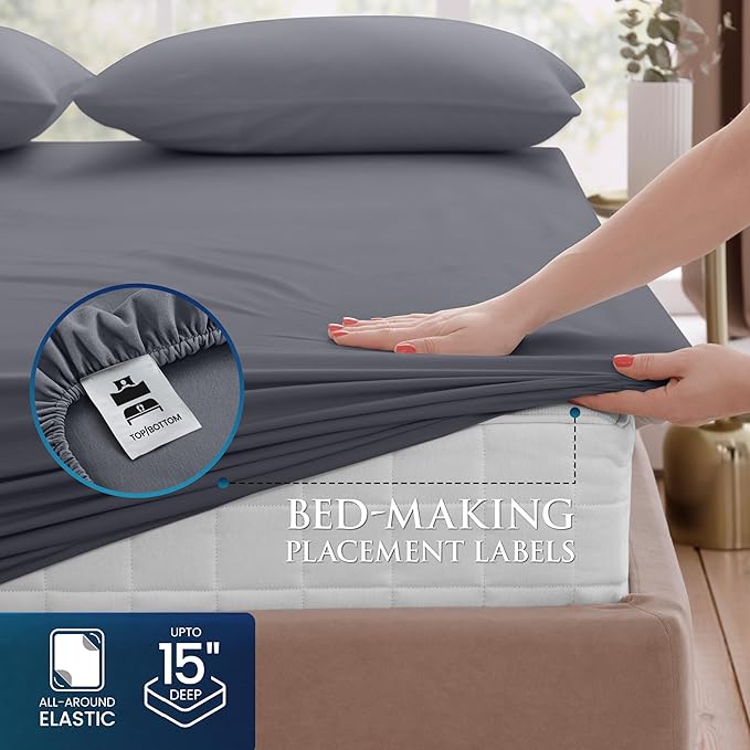 Utopia Bedding Full Size 4 Piece Sheet Set - Brushed Microfiber - Soft Bed Sheets for Full Size Bed - Includes 1 Fitted, 1 Flat, & 2 Pillow Cases - Deep Pocket (Grey)