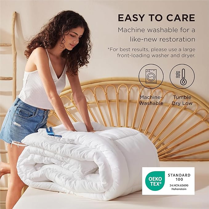 Bedsure Comforter Duvet Insert - Quilted Comforters Queen Plus Size, All Season Duvet, GentleSoft Down Alternative Bedding, with 8 Tabs, Gifts for Women/Men,White,Queen Plus 90 x 90 Inches