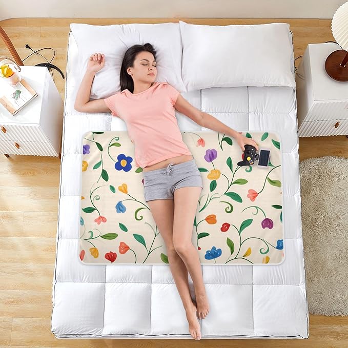 Waterproof Bed Pad Reusable Changing Pad Toddler Mattress Protector Large Pee Pad Baby Diaper Pad Soft Washable Liner Floral Beige Vines Leaves
