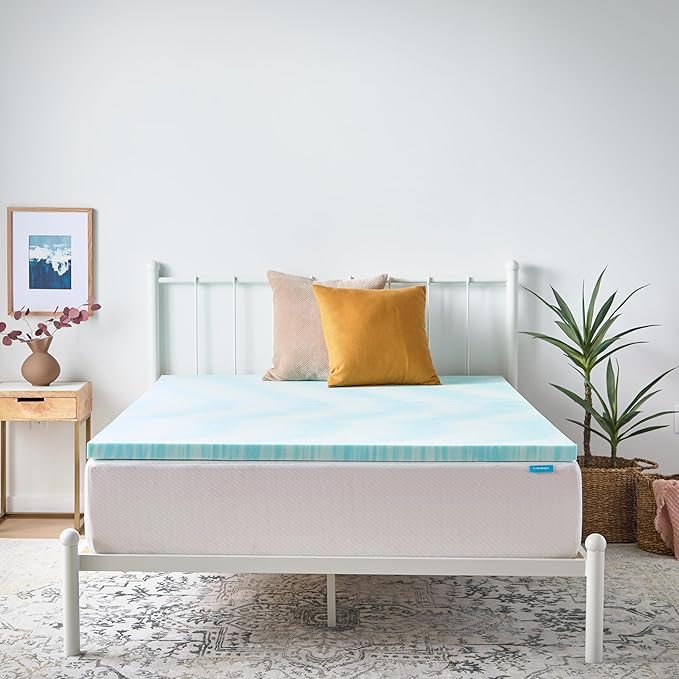 Linenspa 2 Inch Swirl Gel Memory Foam Mattress Topper, California King Size – Cooling Gel Infused, Ventilation Holes – Pressure Relieving Bed Topper – CertiPUR Certified