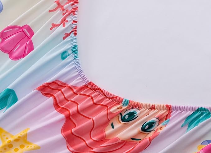 Meeting Story 3pcs Kids Comforter Sets Zipper Bedding Set for Girls,Twin Kid Bedding Set Mermaid Rainbow Comforter for Kid,All in one Zipper Bedding（Pink Yellow,Twin）