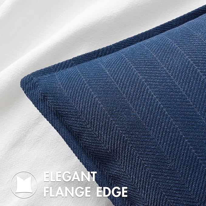MIULEE Pack of 2 Navy Blue Decorative Pillow Covers 26x26 Inch Soft Chenille Luxurious Couch Throw Pillows Farmhouse Cushion Covers Euro Shams with Elegant Design for Sofa Bed Living Room Home Decor