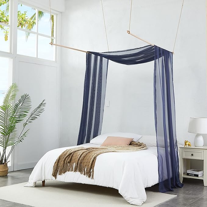 Warm Home Designs Navy Blue Bed Canopy Curtains in 55 x 360 Inch Size. Our King Canopy Bed Curtains Work Great as Kids Canopy, Bed Scarf, Bed Curtain or to Enhance Bed Decor. BC Navy 360"