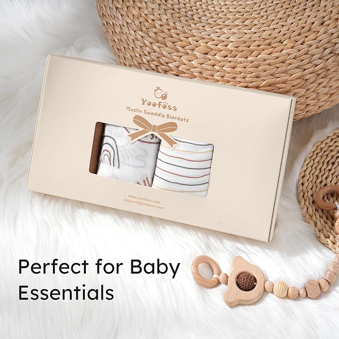 Yoofoss Muslin Swaddle Blankets, Organic Baby Blankets, 47 x 47 Inches Receiving Blanket for Baby Boys and Girls, Baby Essentials for Newborns Soft Breathable