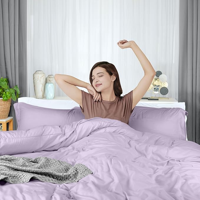 Utopia Bedding Duvet Cover Full Size - 3 Piece with Zipper Closure - 1 Comforter Cover 80X90 Inches & 2 Pillow Shams 20X26 Inches (Lavender) Comforter Not Included