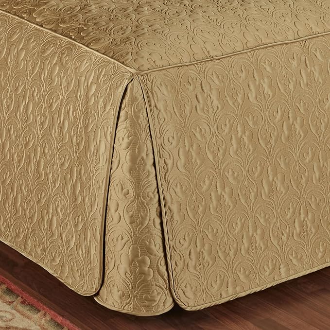 Cambridge Classic Luxury Bedding | Golden Bronze Solid Color Polyester Satin | Elaborate Damask Quilting | 6 Pc Bed Set Includes Oversized Full Bedspread, 2 Standard Shams, and 3 Decorative Pillows