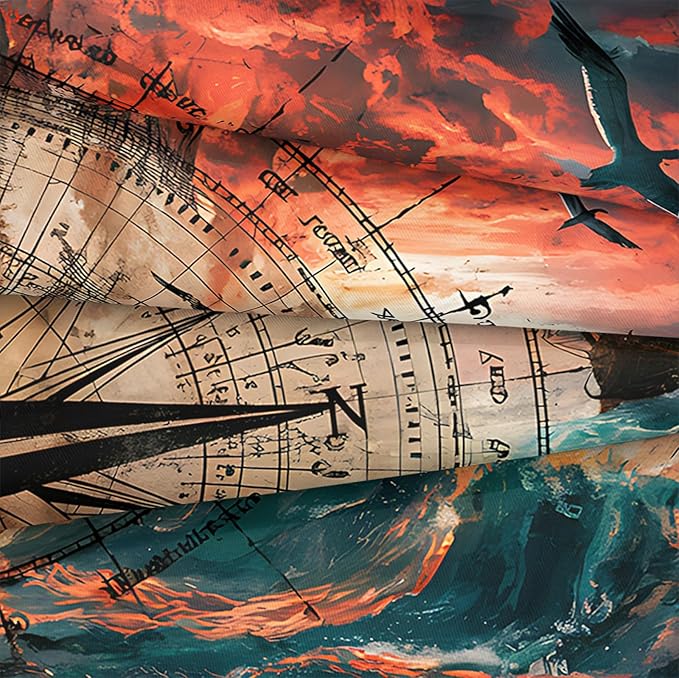 Bedbay Nautical Compass Bedding Comforter Set 4 Pcs Vintage Ocean Bedding for Boys Teen Adults Soft Cozy Lightweight Quilted Comforter for All Seasons 1 Comforter 2 Pillowcases 1 Cushion Cover