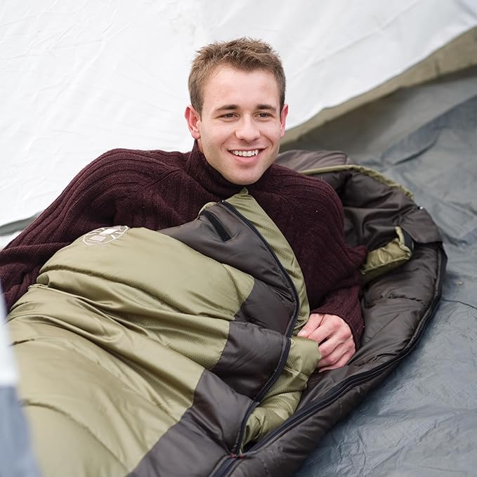 Coleman North Rim 0°F Big & Tall Sleeping Bag, Cold-Weather Mummy Sleep Sack with No-Snag Zipper & Adjustable Hood for Warmth & Ventilation, Large Camping Sleeping Bag