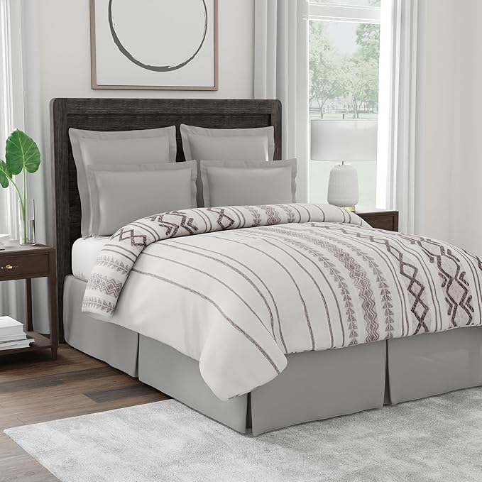 Bed Maker’s Never Lift Your Mattress Bed Skirt, Designed for Box Spring Beds, Split Corners, 14 Inch Drop Length, King, Silver