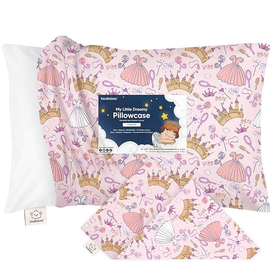 KeaBabies Toddler Pillowcase 13"x18" - Organic Cotton Toddler Pillowcase for Kids, Boys,Girls,Soft & Durable Cotton Cover for Miniature Sleepy Pillows,Cute Colors,Pillow Sold Separately(Dear Princess)