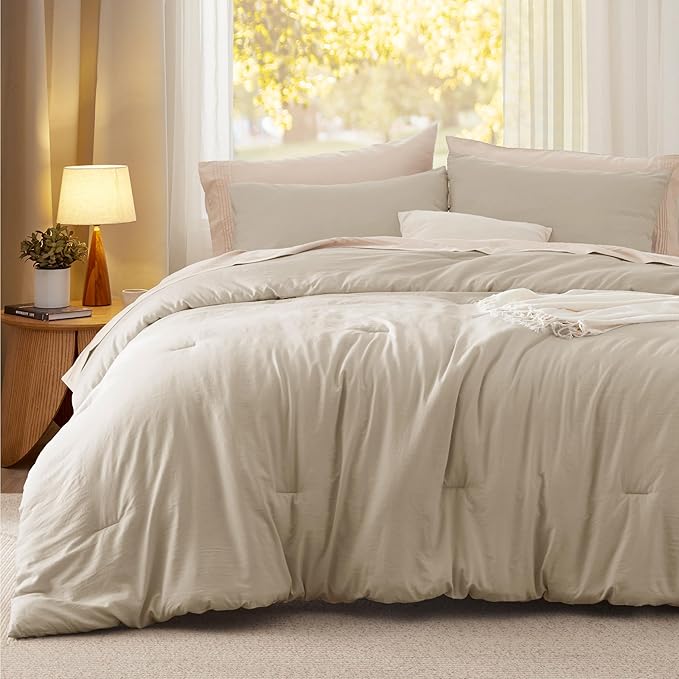 Bedsure King Comforter Set, Sand Soft Prewashed Bedding for All Seasons, 3 Pieces GentleSoft™ Bed Set, 1 Lightweight Comforter (104"x90") and 2 Pillowcases (20"x36")