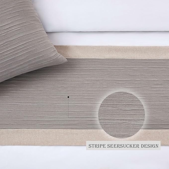 Grey Bed Runner 102 x 20 Inch Striped Seersucker Textured Bed Scarf for King Size Bed Elegant Grey Patchwork Quilted Runner Decorative for Hotel Bedroom (180cm & 200cm Bed, 1 Piece)
