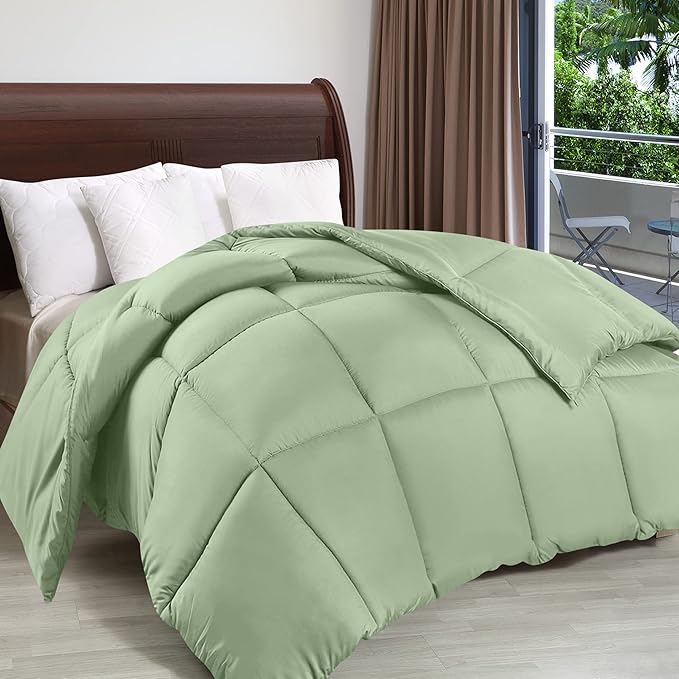 Utopia Bedding Comforter Duvet Insert, Quilted Comforter with Corner Tabs, Box Stitched Down Alternative Comforters Twin Size (Sage Green)
