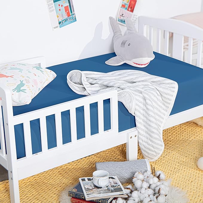 NTBAY 100% Brushed Microfiber Fitted Crib Sheet, Super Soft and Cozy 28x52 Crib Sheet for Standard Crib and Toddler Mattresses, Boys, Girls, Unisex, Royal Blue, 28x52 Inches