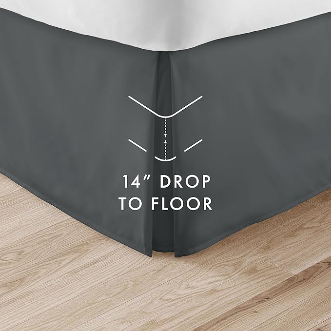 Linen Market Bed Skirt - Ultra Soft Microfiber - Easy Fit with 14 Inch Tailored Drop - Hotel Quality, Shrinkage & Fade Resistant - Bed Cover - Full Size Bed Skirts - Bedroom Décor - (Full, Gray)