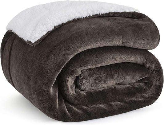 Bedsure GentleSoft Sherpa Fleece Twin Size Blanket for Couch, Non-Heated, Thick and Warm Throw for Women and Men, Soft Fuzzy Plush Twin Blanket for Winter, Brown, 60x80 Inches