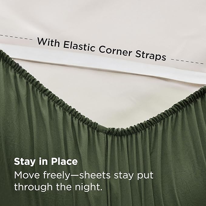 Bedsure Deep Pocket King Sheet Set - 6 Piece, Prewashed Ultra-Soft King Size Sheets Set, Fits Mattresses Up to 18 Inches Thick, Breathable & Secure Fit, Hotel Luxury Bedding, Olive Green
