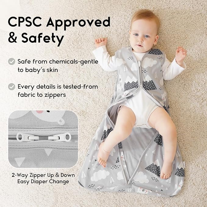 Yoofoss Baby Sleep Sack 6-12 Months 0.5 Tog Wearable Blanket for Baby, 3 Pack 100% Organic Cotton Infant Toddler Sleeping Sack 2-Way Zipper Lightweight Sleep Sack