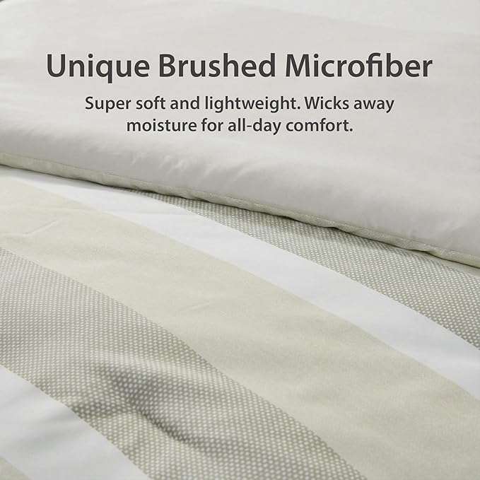 Twin Size Striped Comforter Set, Soft Microfiber Reversible Bedding Sets for All Season 5 Pieces Neutral Bed in A Bag Set with Comforter, Sheets, Pillowcase & Sham