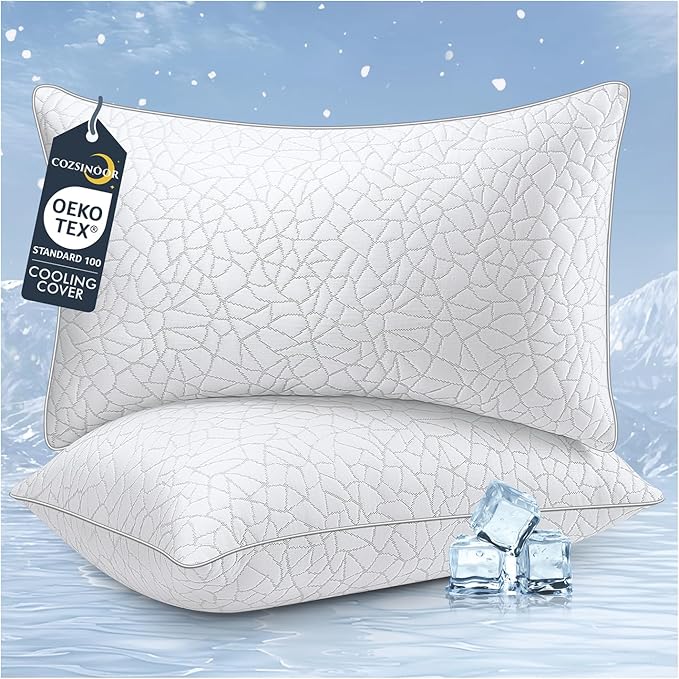 COZSINOOR Bed Pillows Queen Size - Breathable Premium Down Alternative Pillows Set of 2 for Side, Back, and Stomach Sleepers Cooling Hotel Quality Fluffy Soft Microfiber Fill Skin-Friendly