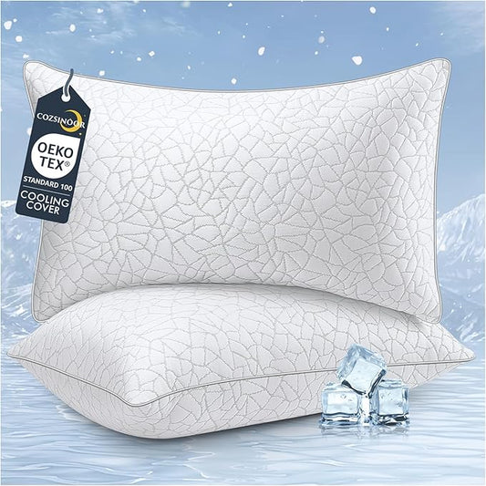 COZSINOOR Bed Pillows Queen Size - Breathable Premium Down Alternative Pillows Set of 2 for Side, Back, and Stomach Sleepers Cooling Hotel Quality Fluffy Soft Microfiber Fill Skin-Friendly