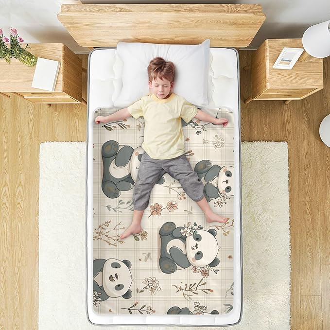 Waterproof Bed Pad Reusable Changing Pad Toddler Mattress Protector Large Pee Pad Baby Diaper Pad Soft Washable Liner Beige Plaid Panda Flower
