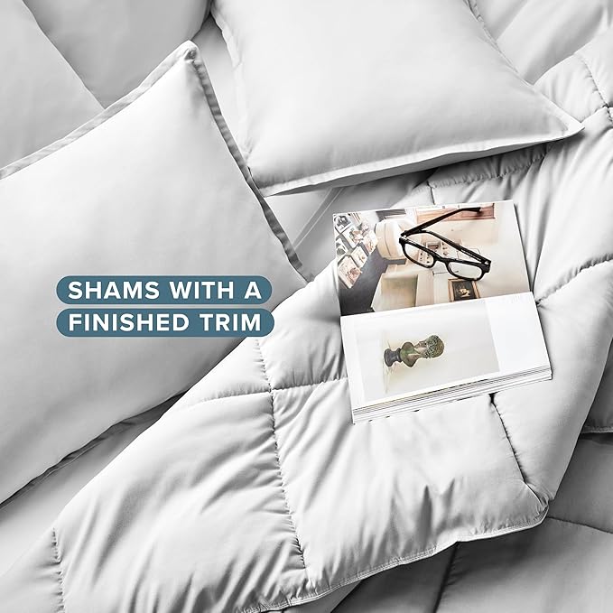 Bare Home Comforter Set - Oversized King Size - Ultra-Soft - Goose Down Alternative - Premium 1800 Series - All Season Warmth (Oversized King, Cloud Grey)