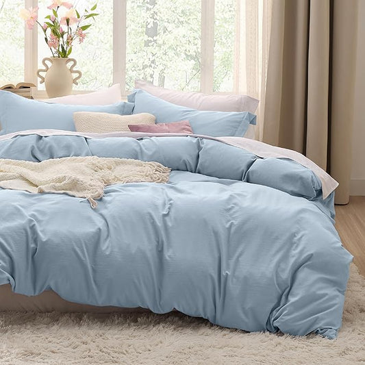 Bedsure Celestial Blue California King Duvet Cover - Prewashed Extra Soft Bedding Set, Includes 1 Cal King Duvet Cover 104x98 Inches with Zipper Closure & 2 Pillow Shams, Comforter Not Included