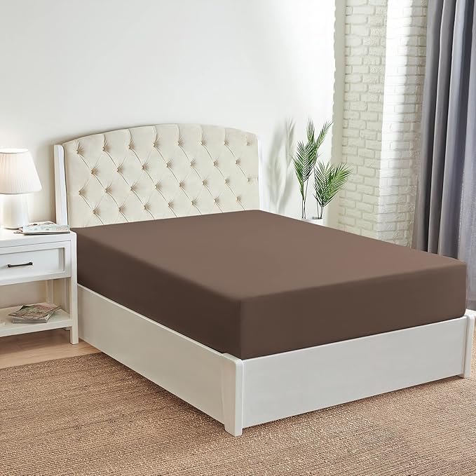 Mellanni California King Fitted Sheet - Iconic Collection Bedding Sheets with up to 16 inch Deep Pocket - Soft & Cooling - Fade & Stain Resistant - 1 PC (Cal King, Dark Taupe)