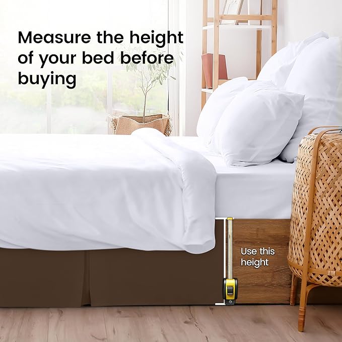 Utopia Bedding King Bed Skirt - Soft Quadruple Pleated Ruffle - Easy Fit with 16 Inch Tailored Drop - Hotel Quality, Shrinkage and Fade Resistant (King, Brown)