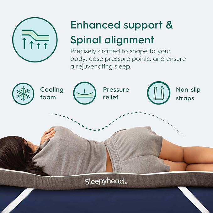 Sleepyhead Full XL 3 Inch Premium Mattress Topper – Gel Memory Foam Bed Topper – Cooling, Pressure Relief, Washable Cover, CertiPUR-US Certified, Premium Comfort Mattress Pad (Full XL 3")
