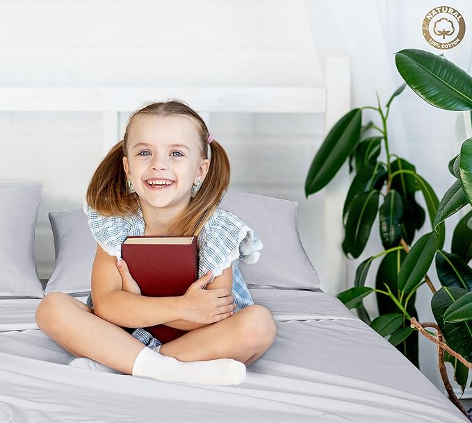 400 Thread Count 100% American Grown Cotton Flat Sheet - Cooling Sheets - Twin Sheets - Luxury Sateen Weave - Twin Flat Sheet Sold Separately - Soft Silver Flat Sheet Only (Twin, Spanish Silver)