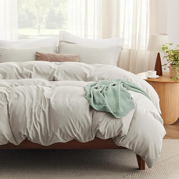 Bedsure Duvet Cover Full Size with Fitted Sheet - 4 Pieces Prewashed Polyester Extra Soft Bedding Set, Includes 1 Duvet Cover 80x90 Inches with Zipper Closure, 2 Pillow Shams, 1 Fitted Sheet, Linen